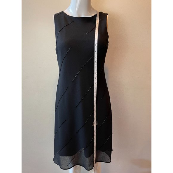 Positive Attitude Womens Sheath Dress Sequin Detail Round Neck Black SZ 6 Petite - Picture 3 of 6